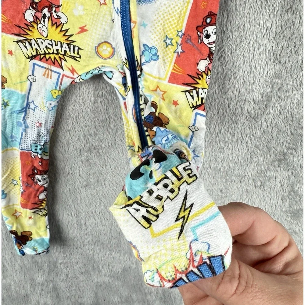 Bellabu Bear Pajamas Baby Boys 3-6 Months Paw Patrol Bamboo One Piece‎ Full Zip